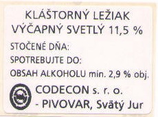 Klastorny leziak vycapny svetly 11,5%
